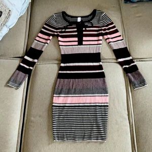 Striped mid-thing/knee length dress.